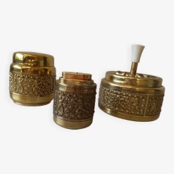 Cendrier, Briquet Et Boîte à Cigarette Roulette Années 50 Vintage