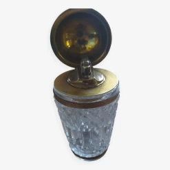 Briquet De Table 1950/1960 Cristal Et Bronze