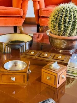 Cendrier En Bois Et Laiton, Briquet De Table Et Boîte à Cigares, France 1950 -Fournitures Pour Fumeurs 1513eb18 4965 4221 b61f a60d68606345