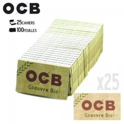 Lot De 25 Carnets De Papier à Rouler OCB Bio -Fournitures Pour Fumeurs 25 paquets ocb chanvre bio regular 1