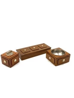 Cendrier En Bois Et Laiton, Briquet De Table Et Boîte à Cigares, France 1950 -Fournitures Pour Fumeurs 455f0888 b62e 45b4 9505 c254485331b9