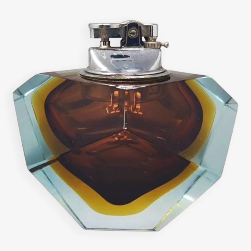 1960 Briquet De Table Rouge En Verre Sommerso De Murano Par Flavio Poli Pour Seguso. Fabriqué En Italie. 3 1960 Briquet De Table Rouge En Verre Sommerso De Murano Par Flavio Poli Pour Seguso. Fabriqué En Italie.