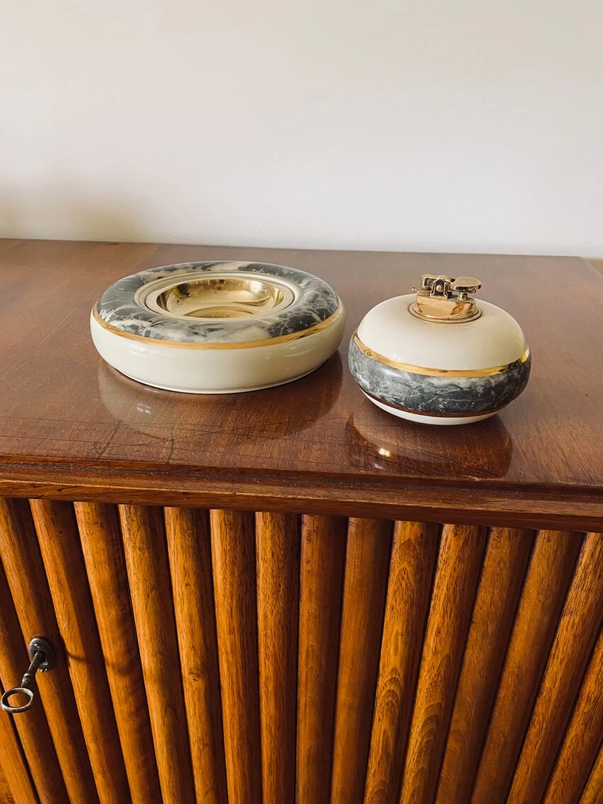 Cendrier Marbré Et Briquet De Table, Tommaso Barbi B Ceramiche, Vers 1970 5 Cendrier Marbré Et Briquet De Table, Tommaso Barbi B Ceramiche, Vers 1970 – Image 3