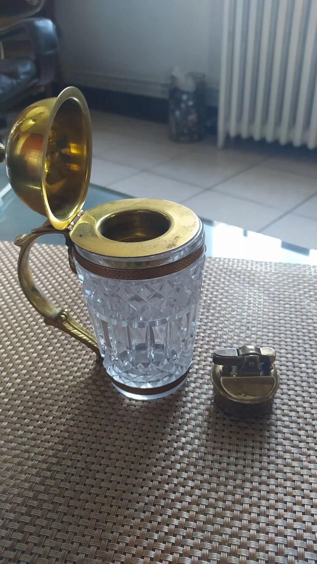 Briquet De Table 1950/1960 Cristal Et Bronze 6 Briquet De Table 1950/1960 Cristal Et Bronze – Image 4