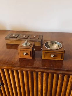 Cendrier En Bois Et Laiton, Briquet De Table Et Boîte à Cigares, France 1950 -Fournitures Pour Fumeurs 919d72ff ec5d 41c1 a602 828a86e0f51c