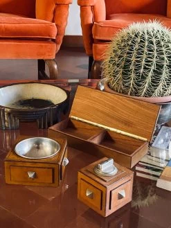 Cendrier En Bois Et Laiton, Briquet De Table Et Boîte à Cigares, France 1950 -Fournitures Pour Fumeurs 962693bd 37f8 42cb a703 0478cdaa31ef