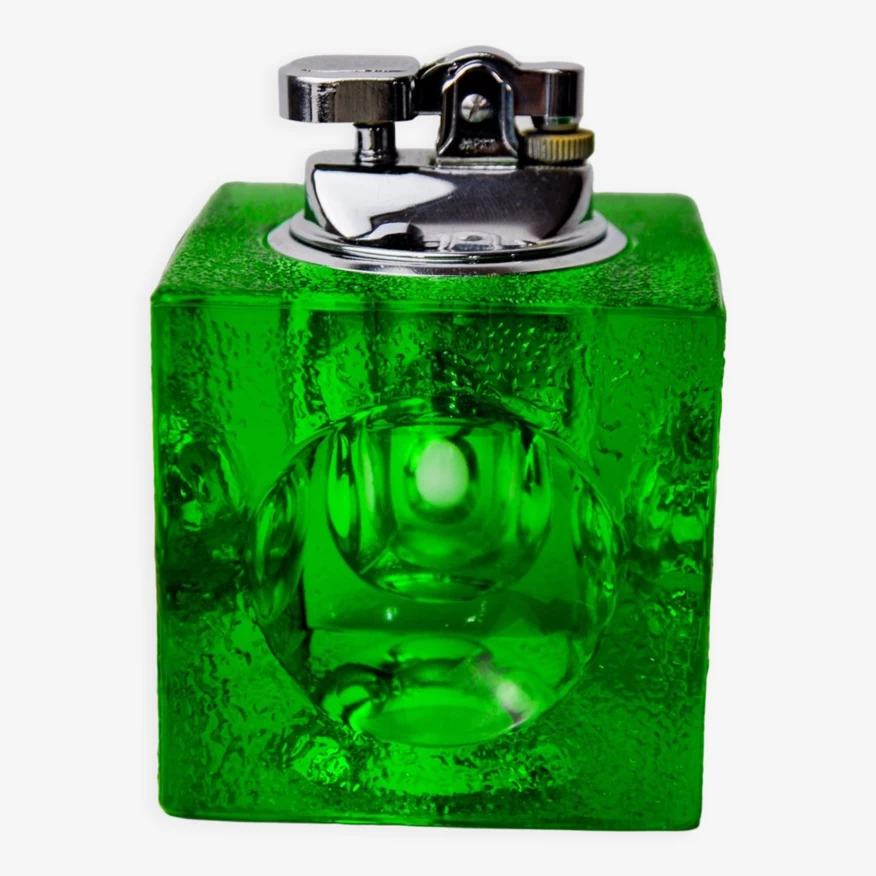 Briquet Glaçon Vert Par Antonio Imperatore, Verre De Murano, Italie, 1970 3 Briquet Glaçon Vert Par Antonio Imperatore, Verre De Murano, Italie, 1970