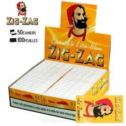 Boite De 50 Carnets De Papier à Rouler Zig Zag Jaune -Fournitures Pour Fumeurs boite de 50 carnets de feuilles a rouler zig zag jaune 2