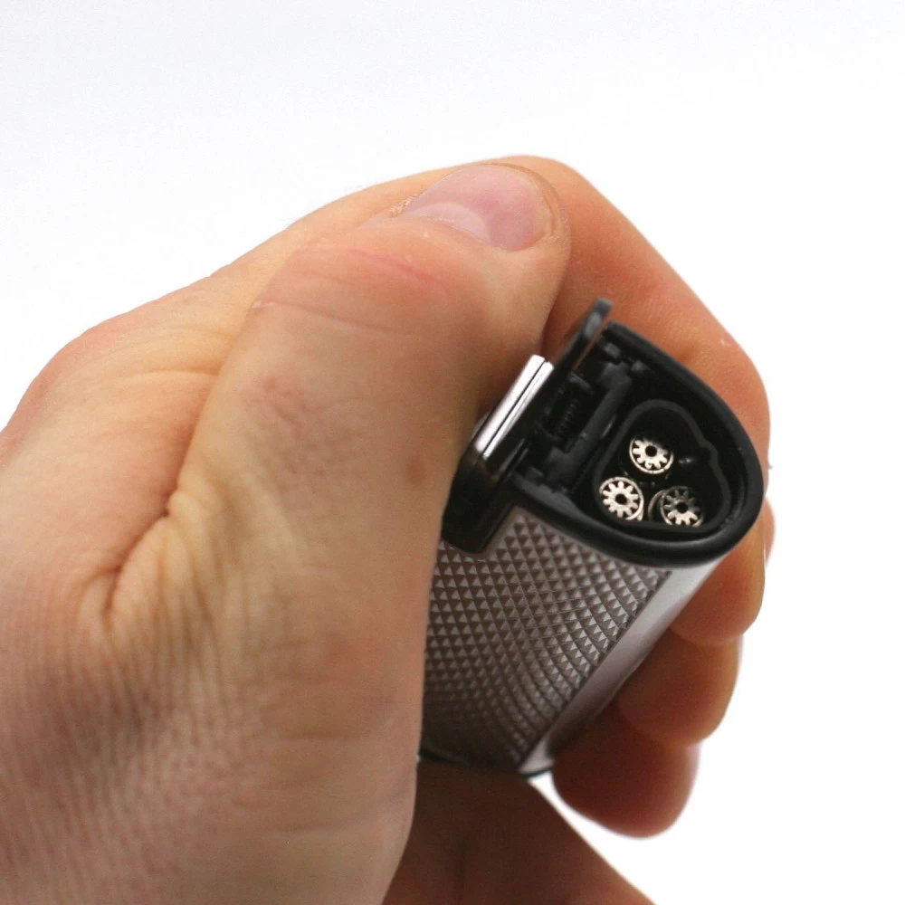 Briquet Turbo Métal Avec Perce Cigare Intégrer – Gris 4 Briquet Turbo Métal Avec Perce Cigare Intégrer – Gris – Image 2