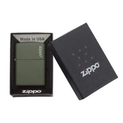 Briquet Zippo Logo - Vert Mat -Fournitures Pour Fumeurs briquet zippo logo vert mat 2