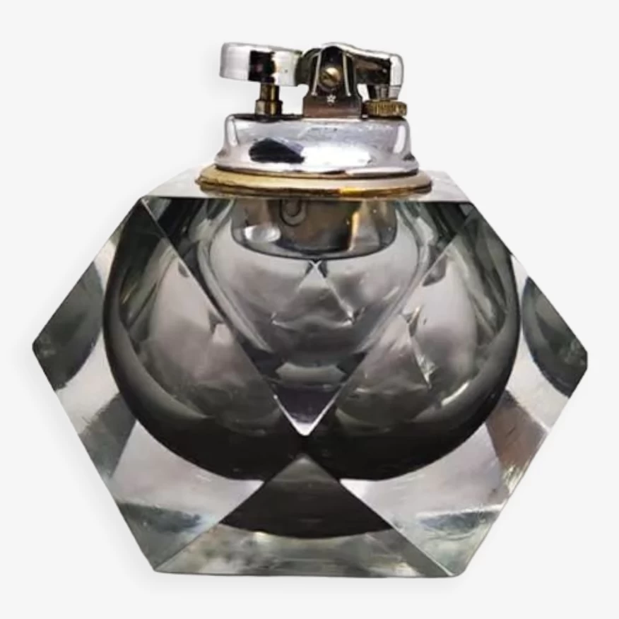 Briquet De Table Gris En Verre Murano Sommerso Par Flavio Poli 1960 3 Briquet De Table Gris En Verre Murano Sommerso Par Flavio Poli 1960