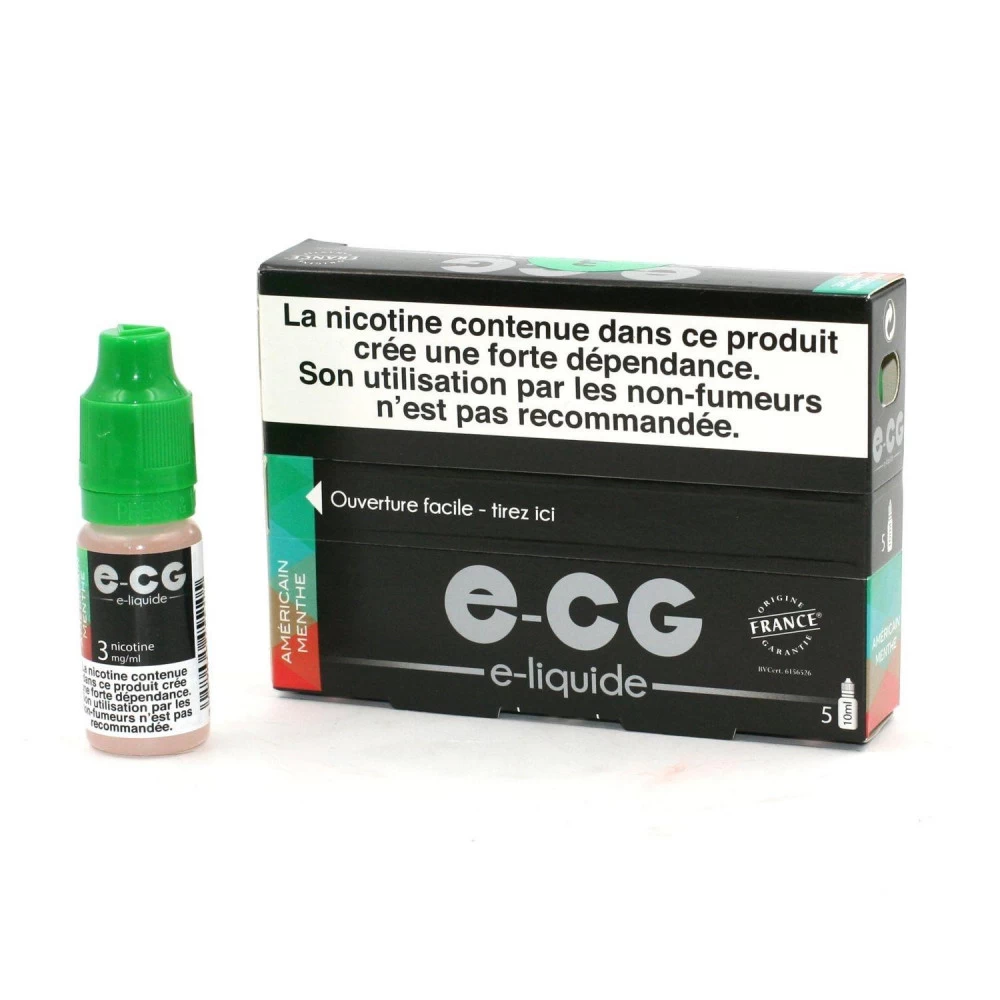 Lot De 5 Flacons E-CG - Goût Américain Menthe 3 Mg/ml 3 Lot De 5 Flacons E-CG - Goût Américain Menthe 3 Mg/ml