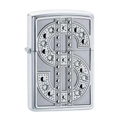 Zippo Briquet Dollar Chrome Poli Avec Cristaux